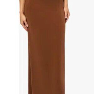 Brown Midi Skirt With Stretch